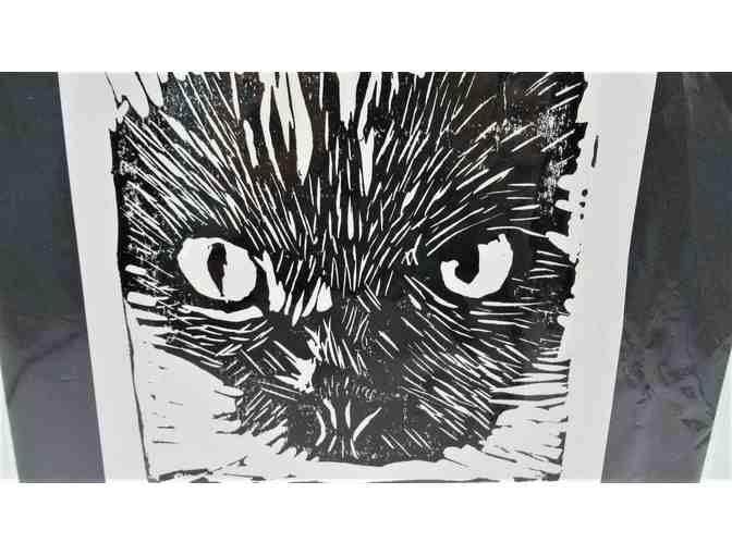 My Friend's Cat Linocut Print by Penelope Andrews