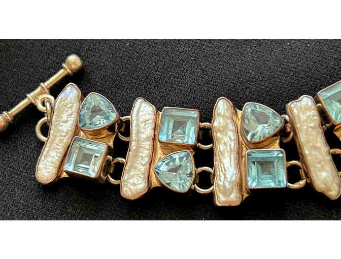 Charles Albert Blue Topaz & Biwa Pearl Bracelet