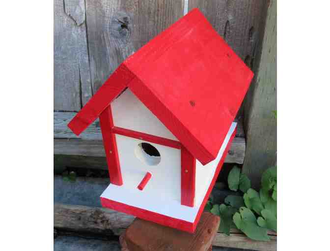 White with Red Trim Bird House