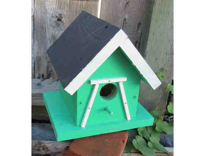 Green with White Trim Bird House