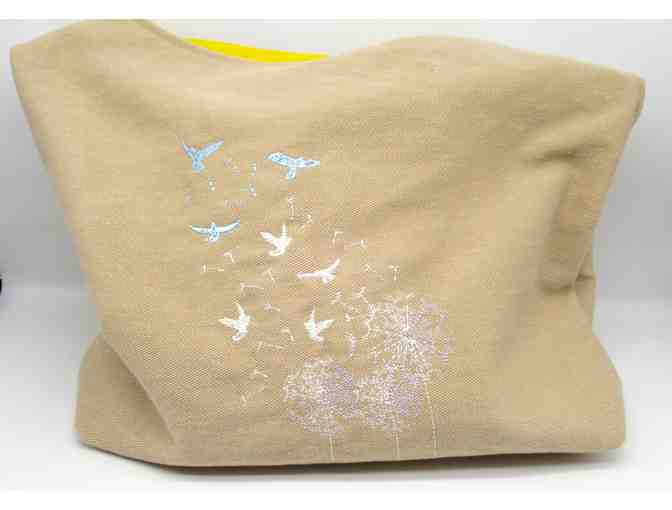 Dandelions and Birds Handcrafted Canvas Tote