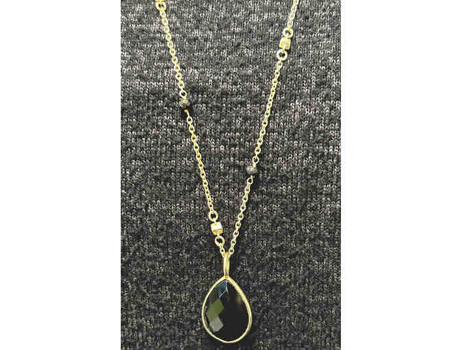 Baroni Designs Vermeil Faceted Onyx Pendant Necklace Gold over Sterling Silver