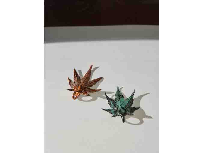 Unique Copper Colored Metal Leaf Pendants