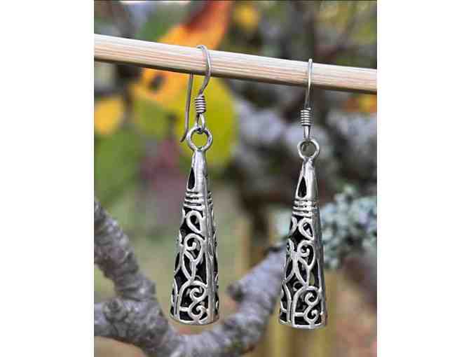 Cone-Shaped Open Design Sterling Silver Earrings