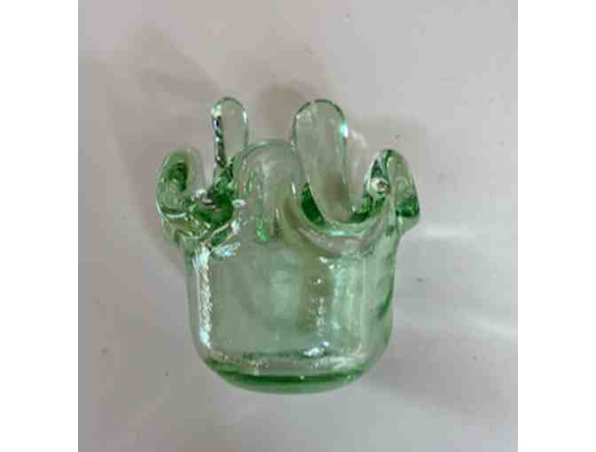 Fire and Light Green Splash Votive Holder