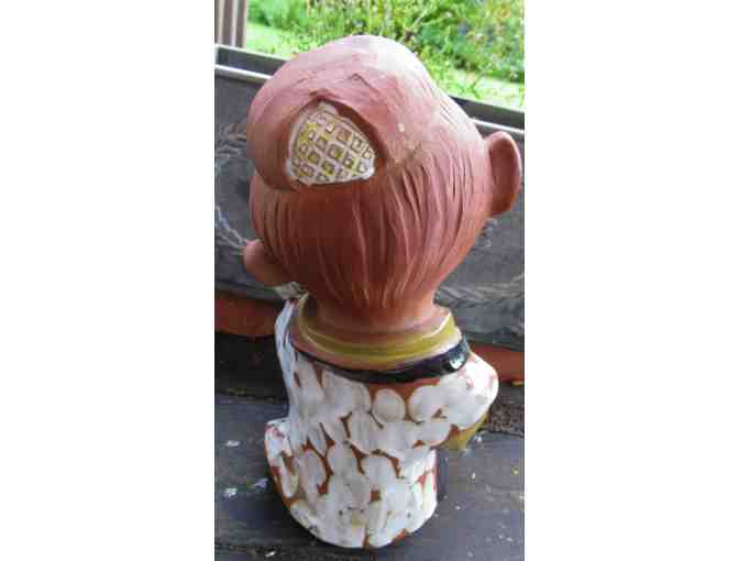 Japanese Clay Pottery Girl with Bird