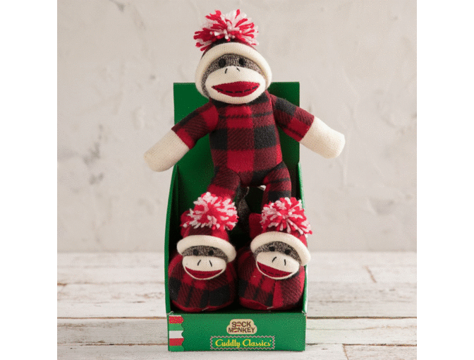 Sock Monkey with matching slippers for your little one.