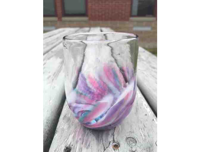 Hand blown glass stemless wine glasses- set of 4