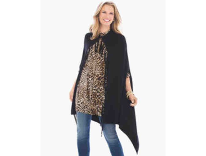 Chico's Collection - Mimi Fringe Cape - Black No Size