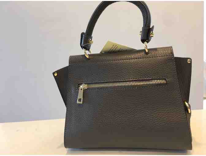 Italian Slate Gray Leather Handbag