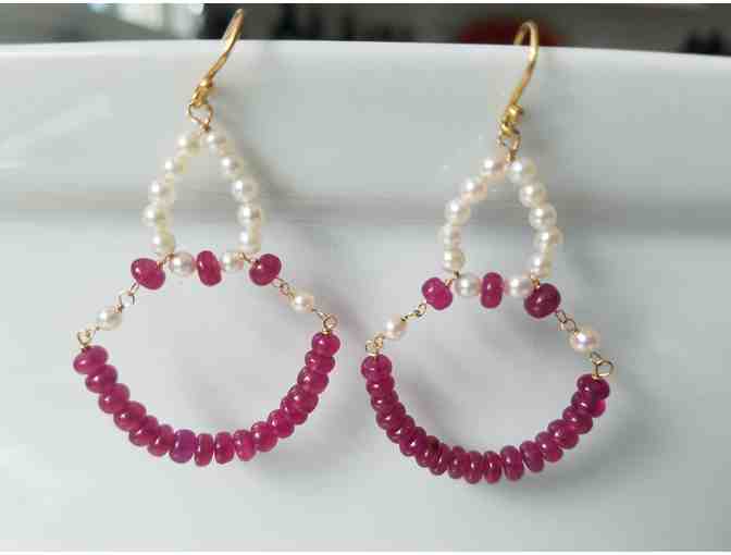 Ruby and Pearl Earrings