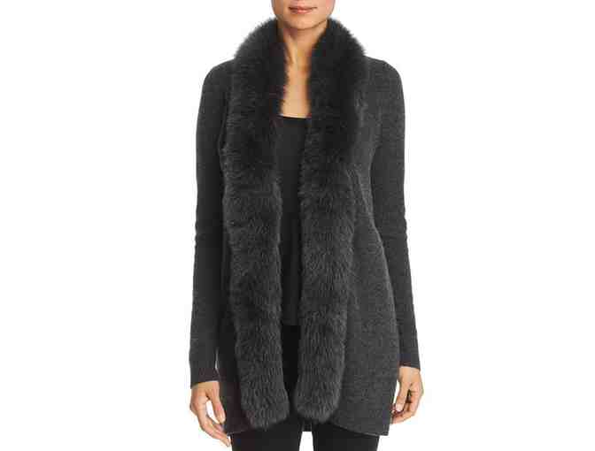 Fox Fur-Trim Cashmere Cardigan (Size M)