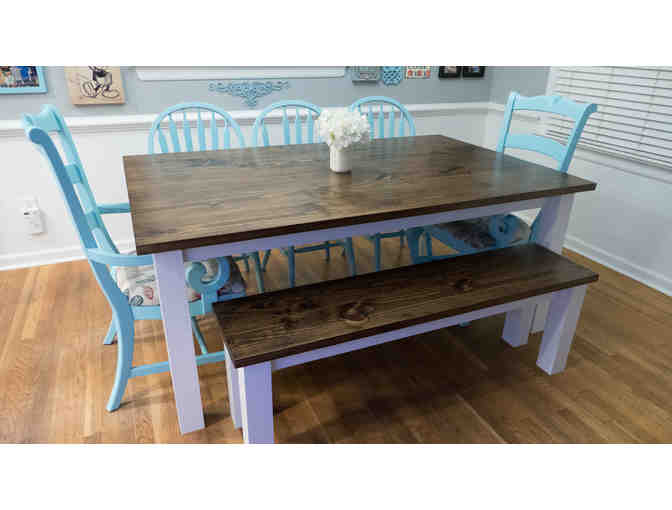 Farmhouse Table and Matching Bench - 72 inches long x 45 inches wide