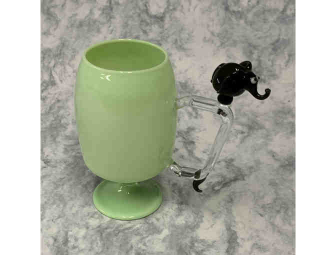 Handblown Glass Irish Coffee Mugs with Elephant Charm