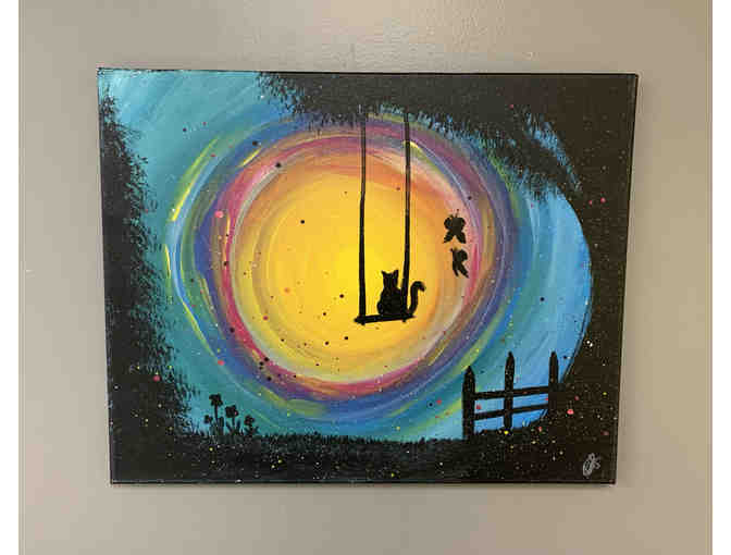 Cat on a Swing Canvas Painting