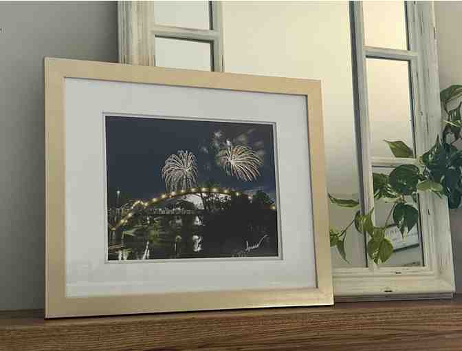 Framed & Matted Photograph of Fireworks over the Tridge - Photo 1