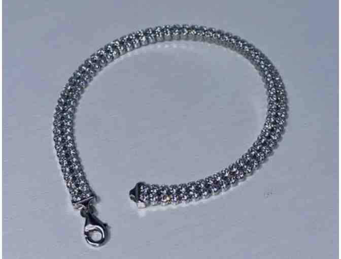 Sterling Silver Double Strand Cubic Zirconia 7-Inch Bracelet - Photo 4