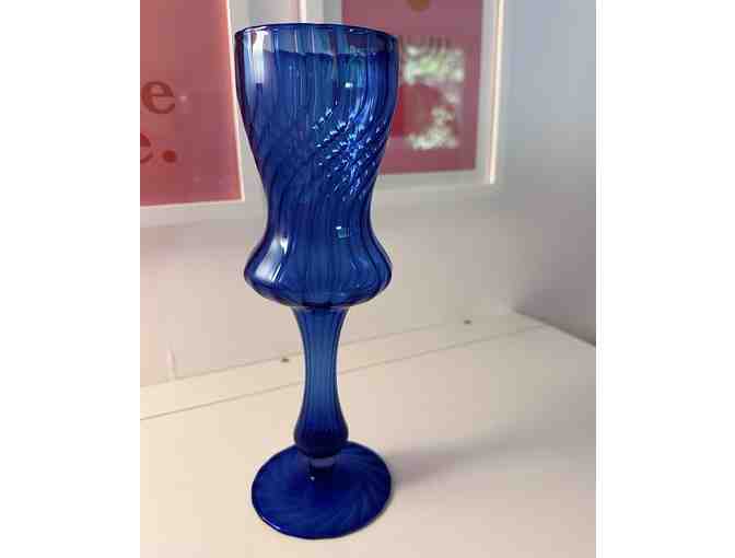 Handblown Blue Glass Vase - Photo 1