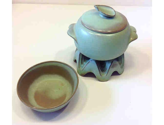 4 piece Frankoma Pottery, Green and Brown Serving Pieces