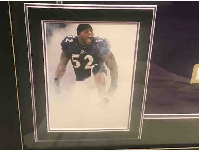 32'' X 37'' Framed Autographed Ray Lewis Ravens Jersey with Certificate of Authenticity