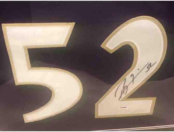 32'' X 37'' Framed Autographed Ray Lewis Ravens Jersey with Certificate of Authenticity