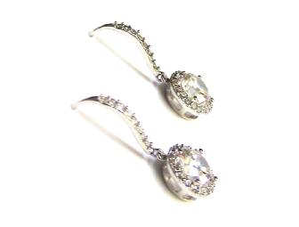 Platinum Plated Sterling Silver & Brilliant CZ Ear