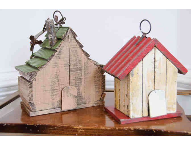 Set of charming wooden birdhouses