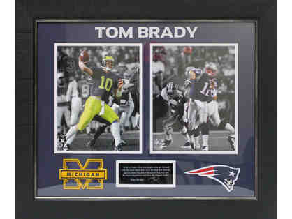 Tom Brady Michigan/New England 8x10's laser engraved display framed