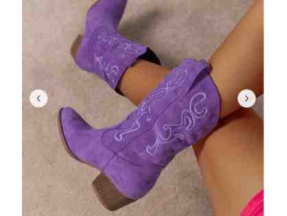 Purple Cowgirl Boots as worn at CTx Banquet