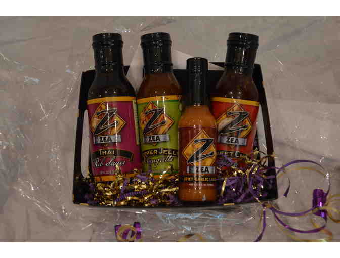 Zea Rotisserie & Grill Gift Basket with gift card & 4 Signature Sauces