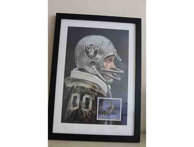 Vintage Oakland Raider Print Signed by Jim Otto