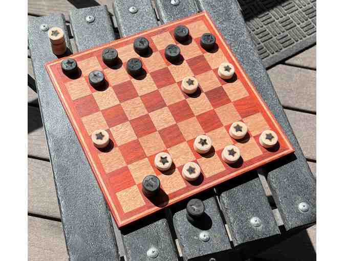 Beautiful Handmade Wooden Checkers/Chess Board & Checkers - Photo 3