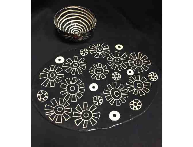 Black & White Platter and Accent Bowl by Roshanna Rothberg