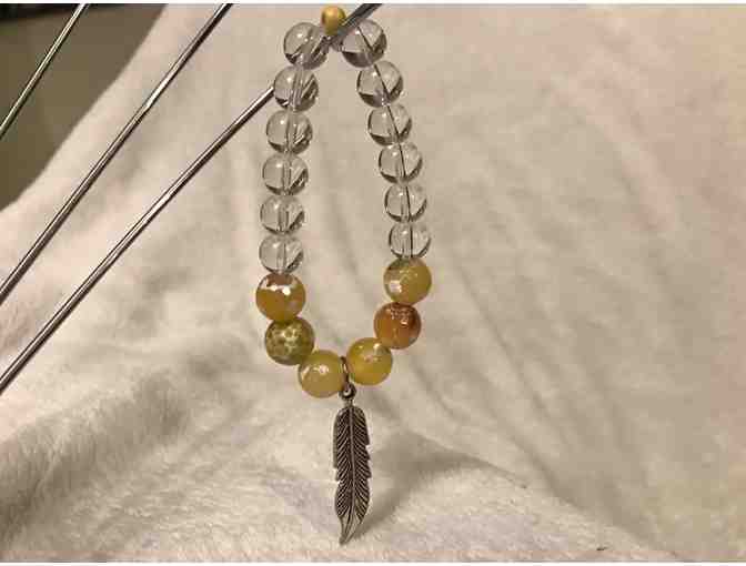 Honey + Venom STILLBRAVE feather Yellow Agate  and Clear Quartz Bracelet