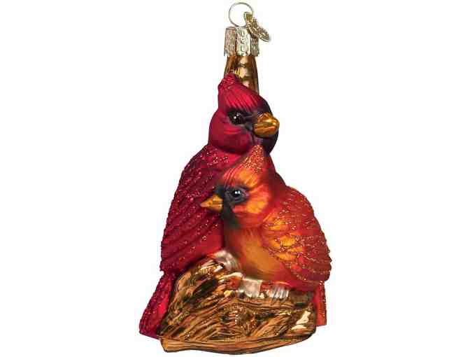 Pair of Cardinals Glass Blown Ornament for Christmas! Charming, Beautiful Detail!