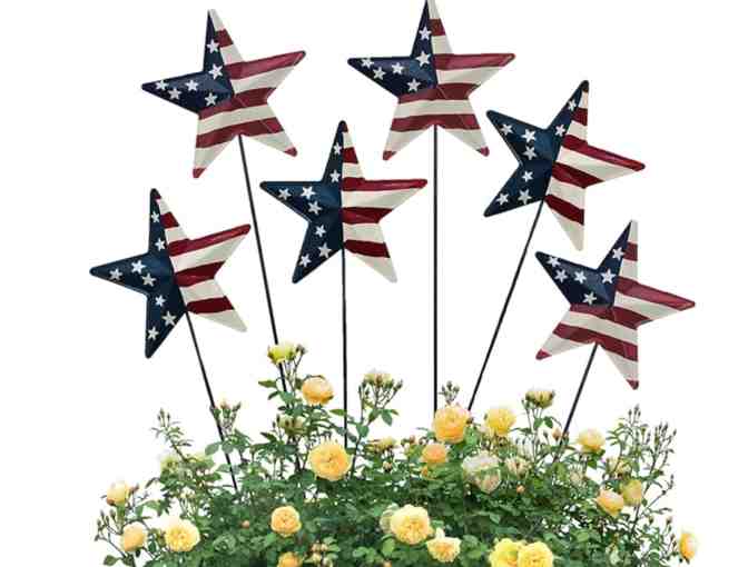 Six American Flag Metal Yard Stars - Photo 1