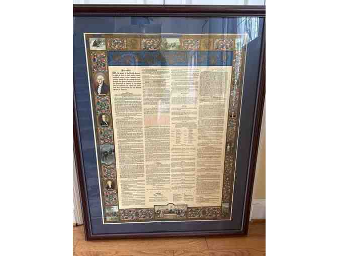 Beautiful Antique Framed U.S. Constitution Donated By Sandy Bourne