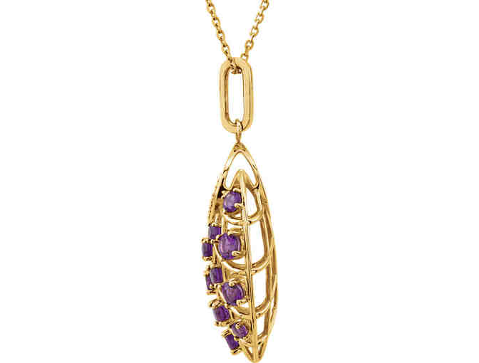 Genuine Diamond & Amethyst Necklace in 14k Gold