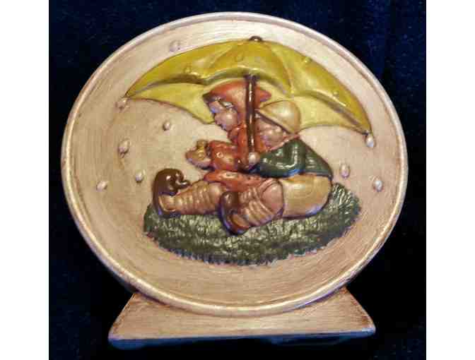 Handpainted Hummel-Style Rainy Day-Sunny Day Ceramic Bank