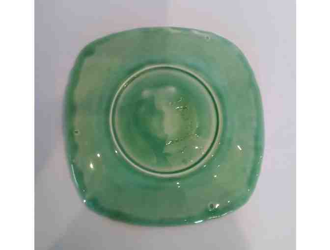 Unknown Green & White Square Plate