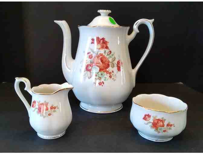 Hall China Coffee Server Orange Rose with Cream & Sugar