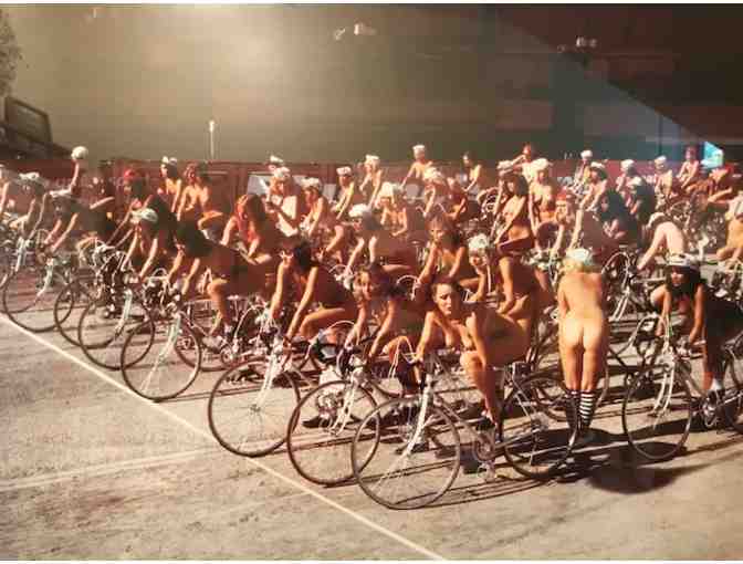 Naked Women Bicyclists framed photo