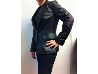 Ellen Tracy Black Leather Blazer Jacket