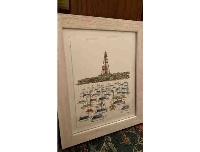 MAURA O'CONNOR ILLUSTRATION AND FRAMED ORIGINAL! 13 1/2 INCHES WIDE BY 16 1/2 INCHES HIGH