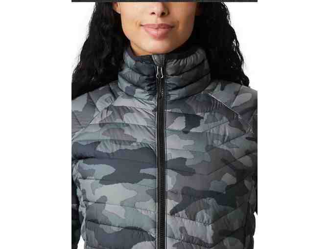 WOMEN'S COLUMBIA CAMO PATTERN POWDER LITE JACKET - SIZE LARGE