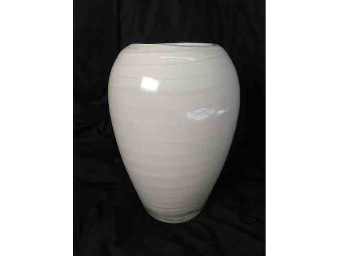 Handblown White Swirl Vase