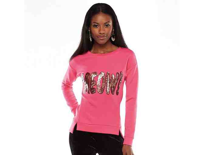 Juicy Couture 'Meow' Embellished Graphic Scuba Sweatshirt (M)