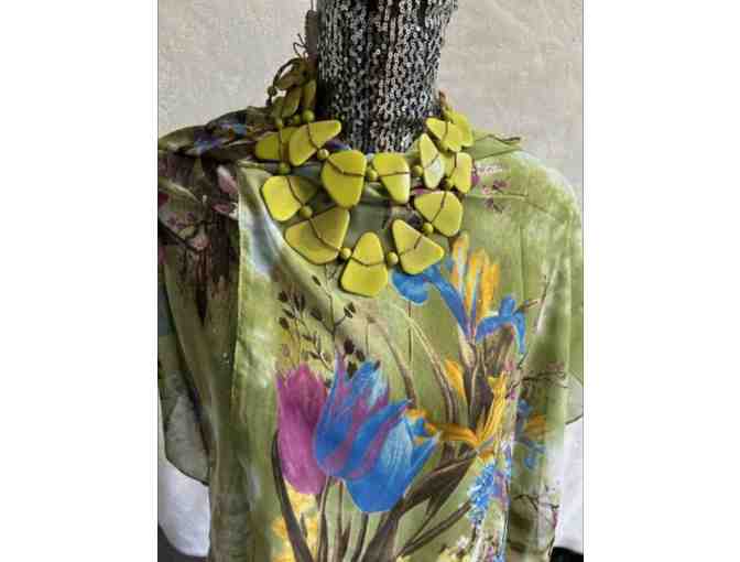 Beauitful Floral Chifon Flutter Shawl with Matching Necklace