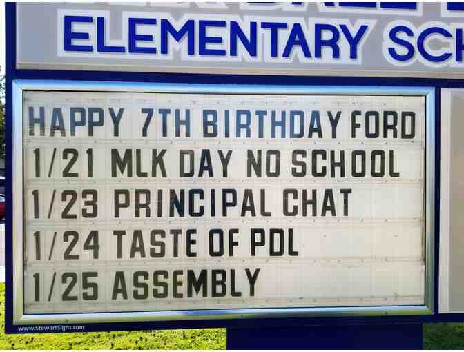 Customized Birthday Greeting on Flora Vista Marquee - May 2025