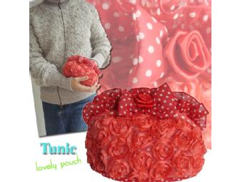 Red and White Rosebud Ruffled Purse